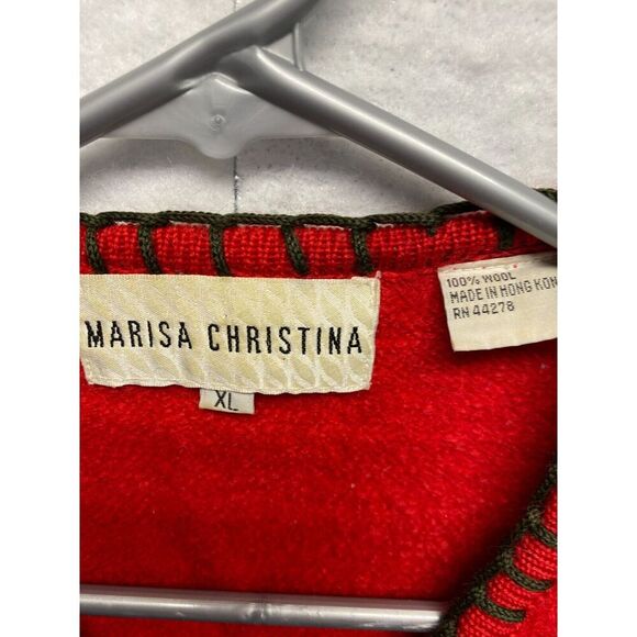 Marisa Christina Christmas Vest 100% Wool Patchwork EUC XL - Picture 2 of 7